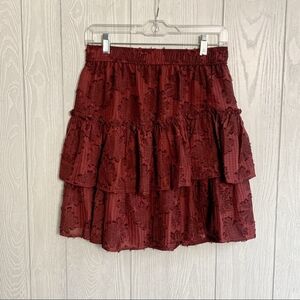 Skies Are Blue Burgundy Floral Short Skirt Sz Meduim